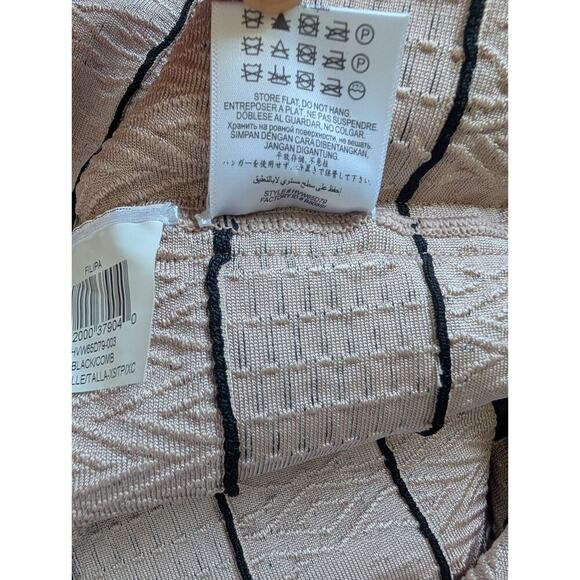 NWOT Herve Leger Filipa Knit Stripe Maxi Dress Gown Size XS Black Beige #1B458 - Picture 12 of 14